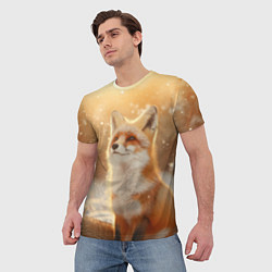 Футболка мужская Лисица в снежном лесу, цвет: 3D-принт — фото 2