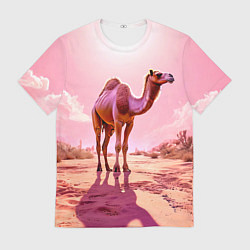 Футболка мужская Верблюд в розовой пустыне, цвет: 3D-принт