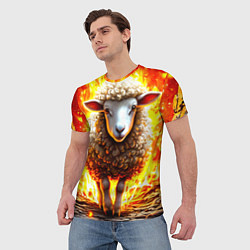 Футболка мужская Овечка в огне, цвет: 3D-принт — фото 2