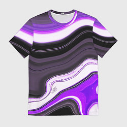 Мужская футболка Волнистые горизонтальные чёрно-фиолетовые полосы н