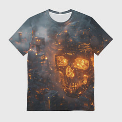 Мужская футболка Череп - огонь