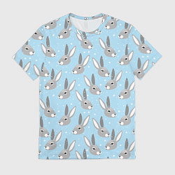 Футболка мужская Заяц со снежинками, цвет: 3D-принт
