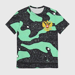 Мужская футболка Текстурный черно-зеленый камуфляж