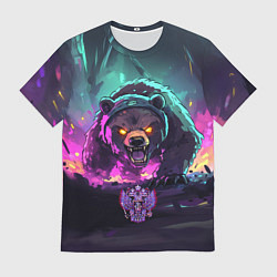 Футболка мужская Атакующий русский медведь, цвет: 3D-принт