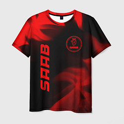 Мужская футболка Saab - red gradient вертикально