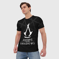 Футболка мужская Assassins creed shadows - монохромный, цвет: 3D-принт — фото 2
