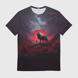 Футболка мужская Волчица на фоне сердца, цвет: 3D-принт