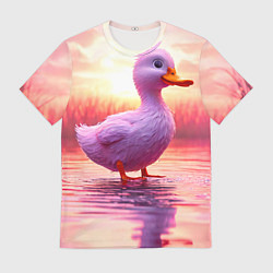 Футболка мужская Уточка на розовом озере, цвет: 3D-принт