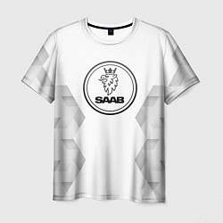 Футболка мужская Saab white poly, цвет: 3D-принт