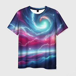 Футболка мужская Spiral neon galaxy - ai art fantasy, цвет: 3D-принт