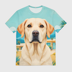Футболка мужская Лето и лабрадор, цвет: 3D-принт