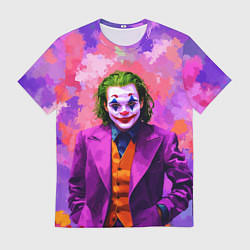 Футболка мужская Джокер и фиолетовые краски, цвет: 3D-принт