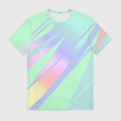 Мужская футболка Светлый зелёный мятный с полосами градиент