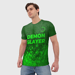 Футболка мужская Demon Slayer - green gradient посередине, цвет: 3D-принт — фото 2
