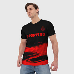 Футболка мужская Sporting - red gradient посередине, цвет: 3D-принт — фото 2