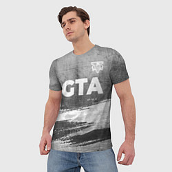 Футболка мужская GTA - grey gradient посередине, цвет: 3D-принт — фото 2
