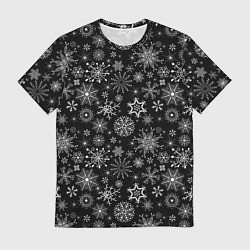 Мужская футболка Белые снежинки на черном