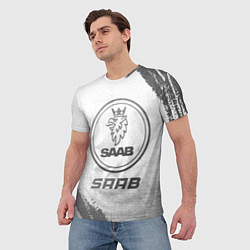 Футболка мужская Saab - white gradient, цвет: 3D-принт — фото 2