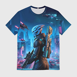 Мужская футболка Mass Effect - neon glow fantastic
