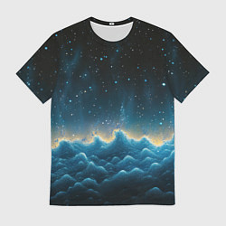 Мужская футболка Облака и черное небо текстура