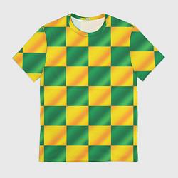 Мужская футболка Желтый и зеленый геометрический паттерн