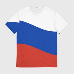 Футболка мужская Флаг России волной, цвет: 3D-принт