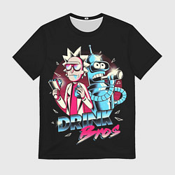 Футболка мужская Рик и Бендер - братья по выпивке, цвет: 3D-принт