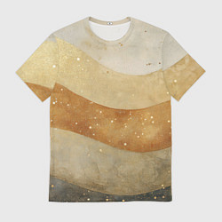 Мужская футболка Бежево-золотые полосы с блестками