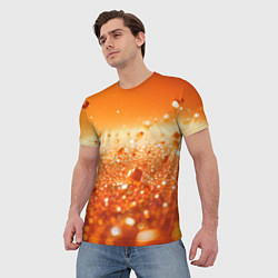 Футболка мужская Оранжевые блестящие частицы текстура, цвет: 3D-принт — фото 2