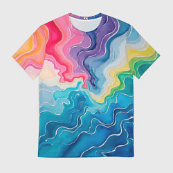 Мужская футболка Абстрактные волны в мраморном стиле
