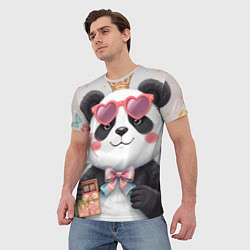 Футболка мужская Панда в очках с подарками и с цветами на 8 марта, цвет: 3D-принт — фото 2