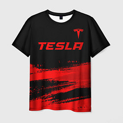 Футболка мужская Tesla - red gradient посередине, цвет: 3D-принт