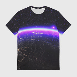Мужская футболка Планета и неоновое свечение