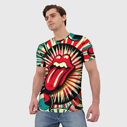 Футболка мужская Logo of the Rolling Stones - pop art, цвет: 3D-принт — фото 2
