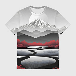 Футболка мужская Белые горы и красные деревья, цвет: 3D-принт