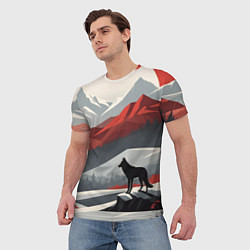 Футболка мужская Лиса и красные горы, цвет: 3D-принт — фото 2