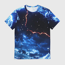 Мужская футболка Звезды и молнии в разломе плит
