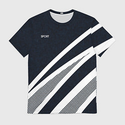 Мужская футболка Sport тёмно-синий с полосами