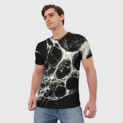 Футболка мужская Бело-черная потертая текстура, цвет: 3D-принт — фото 2