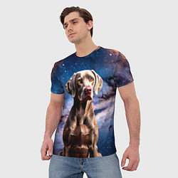 Футболка мужская Веймаранер в космосе, цвет: 3D-принт — фото 2