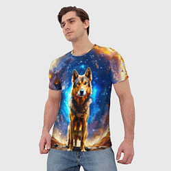 Футболка мужская Волкодав в космосе, цвет: 3D-принт — фото 2
