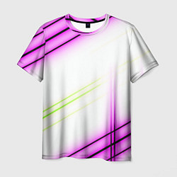 Футболка мужская Green white pink line, цвет: 3D-принт
