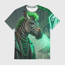 Футболка мужская Cyperpunk zebra, цвет: 3D-принт