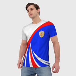 Футболка мужская Герб России - цвета флага, цвет: 3D-принт — фото 2