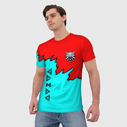 Футболка мужская Ведьмак краски логотип, цвет: 3D-принт — фото 2
