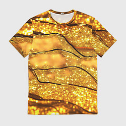 Мужская футболка Золотая текстура с блестками