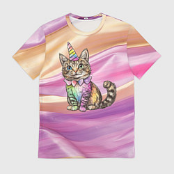 Футболка мужская Котенок в костюме единорога, цвет: 3D-принт
