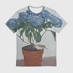 Футболка мужская Спящий воробушек на гортензии, цвет: 3D-принт