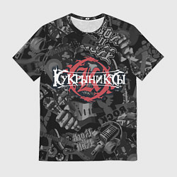 Футболка мужская Кукрыниксы логотип на фоне гитар, цвет: 3D-принт