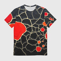 Футболка мужская Красная абстракция на черном лаке, цвет: 3D-принт